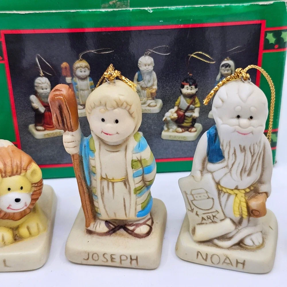 Vintage House Of Lloyd Set of Six Bible Story Christmas Ornaments Used With Box